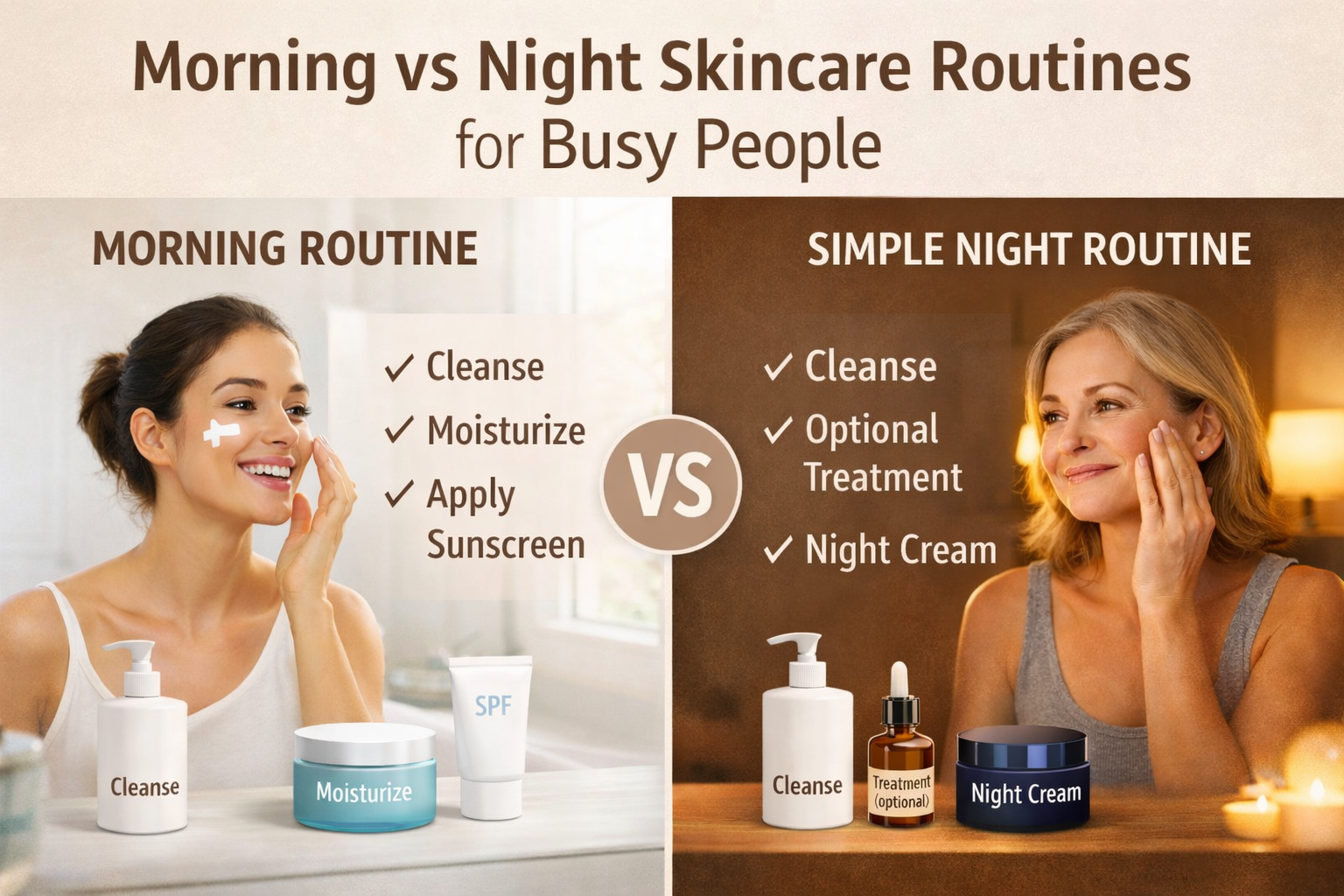 Morning vs Night Skincare Routines for Busy People: Effective Skincare with Less Effort