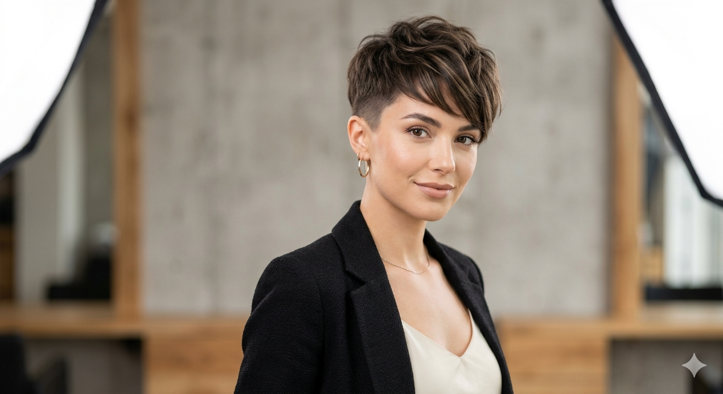 15 Pixie Cut with Shaved Sides.